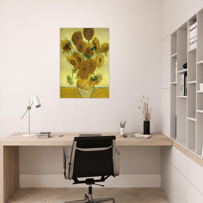 Still Life - Vase with Fifteen Sunflowers - Vincent van Gogh Brushed Aluminum Print - 70x100 cm / 28x40 inches | Vincent van Gogh Aluminum Print | Vincent van Gogh Prints