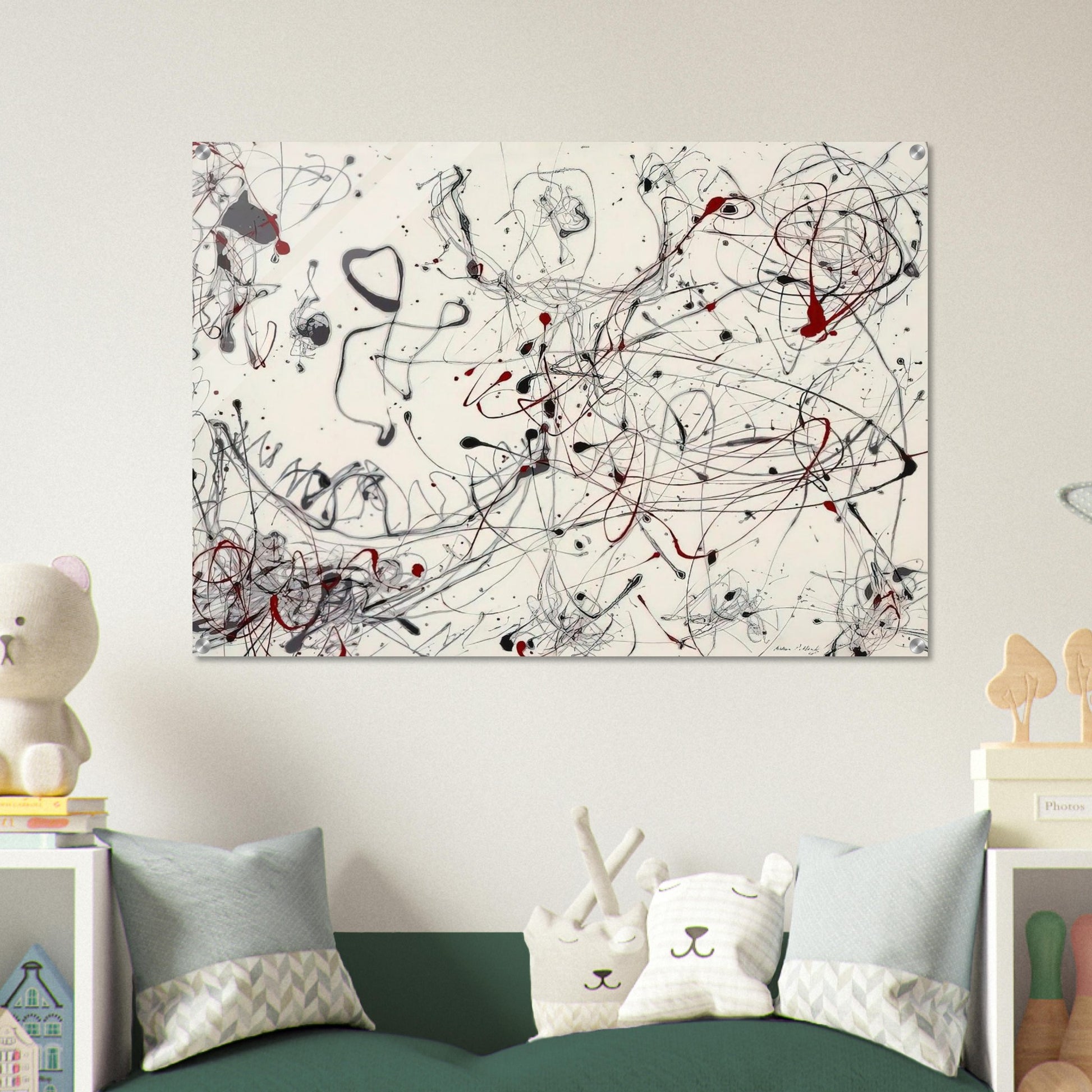 NUMBER 4 GRAY AND RED 1948 - Jackson Pollock Acrylic Print - 70x100 cm / 28x40″ inches | Jackson Pollock Wall Art | Jackson Pollock Prints