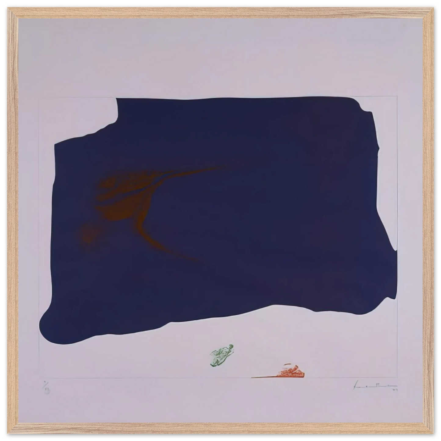 Helen Frankenthaler - Variation II on Mauve Corner - 1969 Wall art - 20x25 cm / 8x10 inches - Premium Wooden Framed Poster With Fine Art Paper - White frame