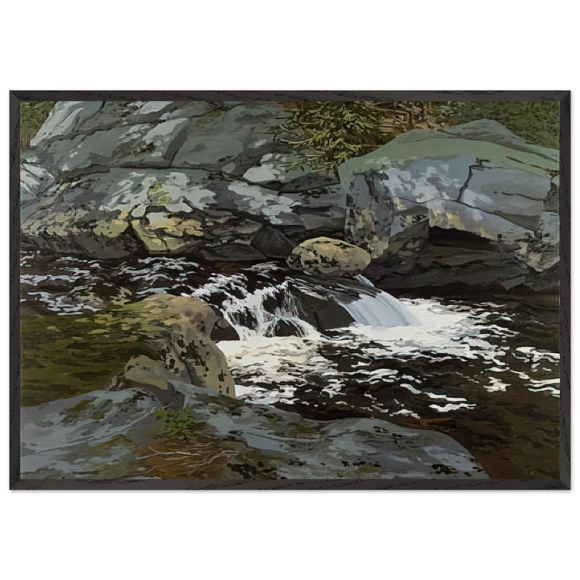 Cascade - 1974 - Neil Welliver Framed Art Print – Black Wooden Frame - Default Title - -Framed Art Print