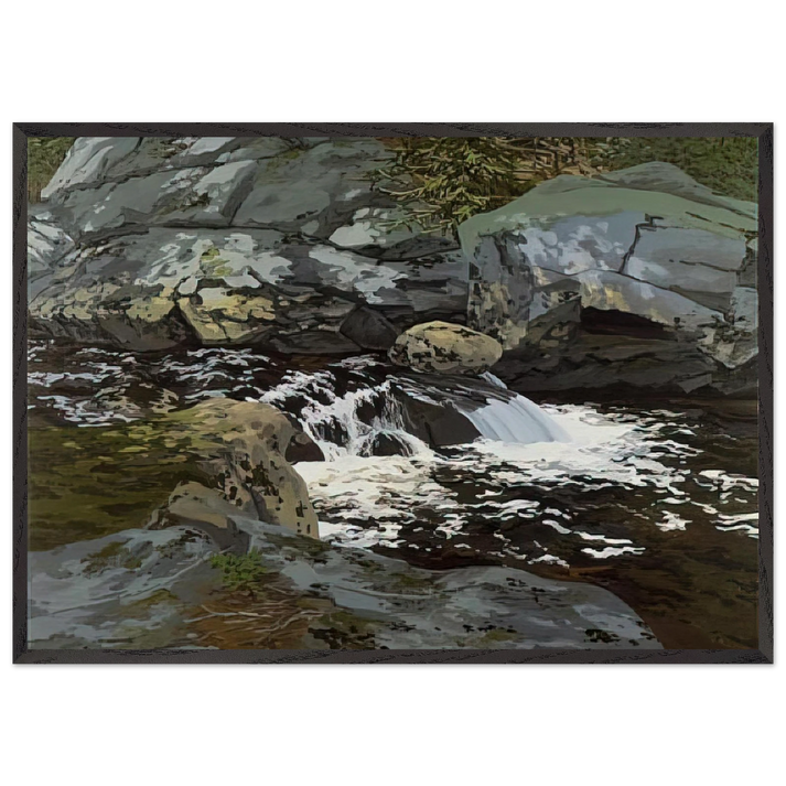 Cascade - 1974 - Neil Welliver 70x100 cm / 28x40 inches Framed Art Print – Black Wooden Frame