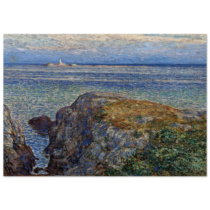 White island light isles of shoals at sundown - Childe Hassam Brushed Aluminum Print - 70x100 cm / 28x40 inches | Childe Hassam Aluminum Print | Childe Hassam Prints
