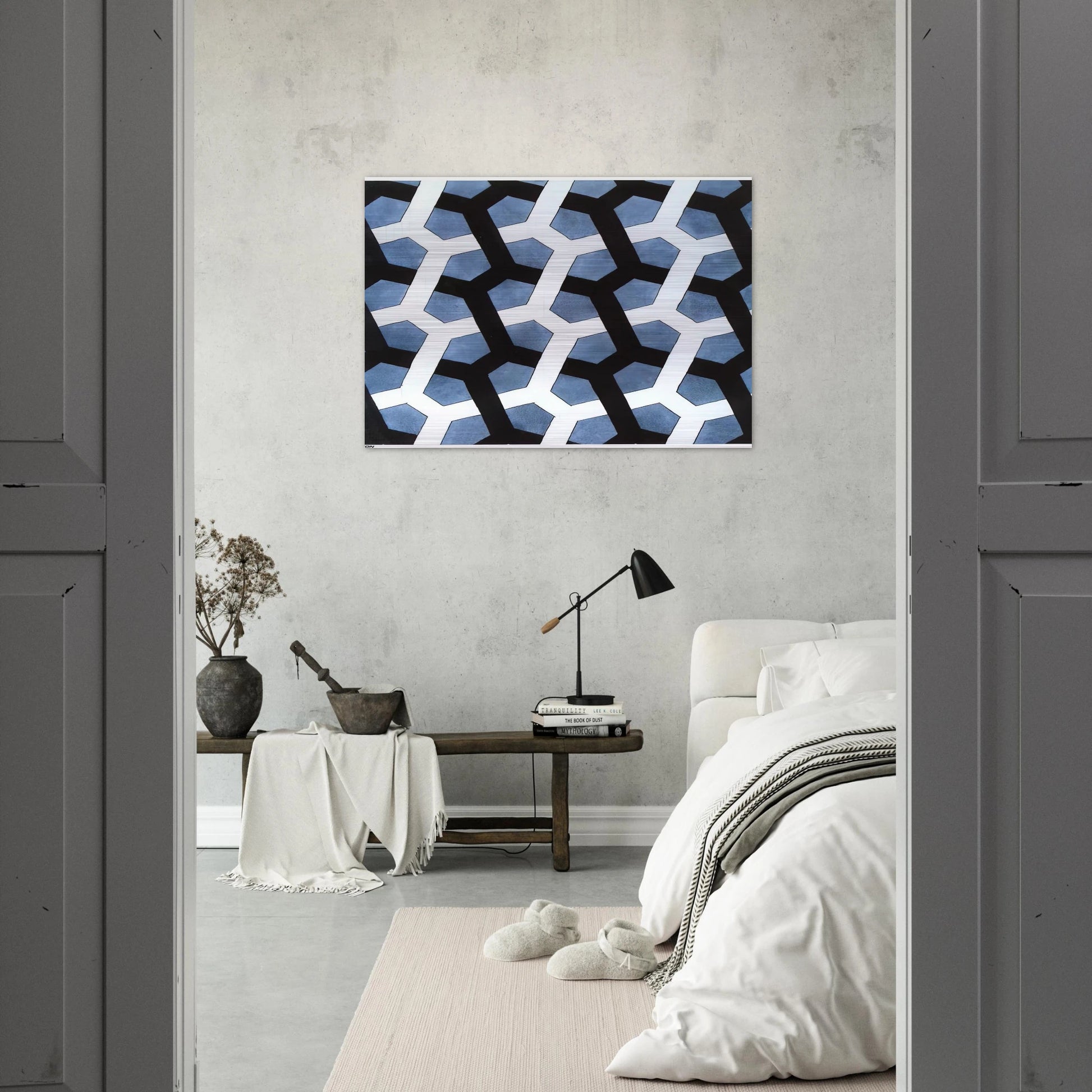 INTERLACED HEXAGON - MC Escher Brushed Aluminum Print - 70x100 cm / 28x40 inches | MC Escher Aluminum Print | MC Escher Prints