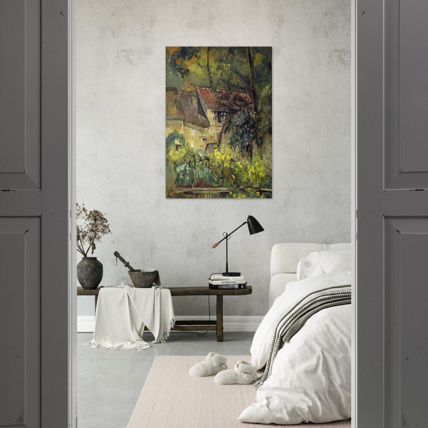 The House of Pere Lacroix in Auvers - Paul Cézanne Brushed Aluminum Print - 70x100 cm / 28x40 inches | Paul Cézanne Aluminum Print | Paul Cézanne Prints