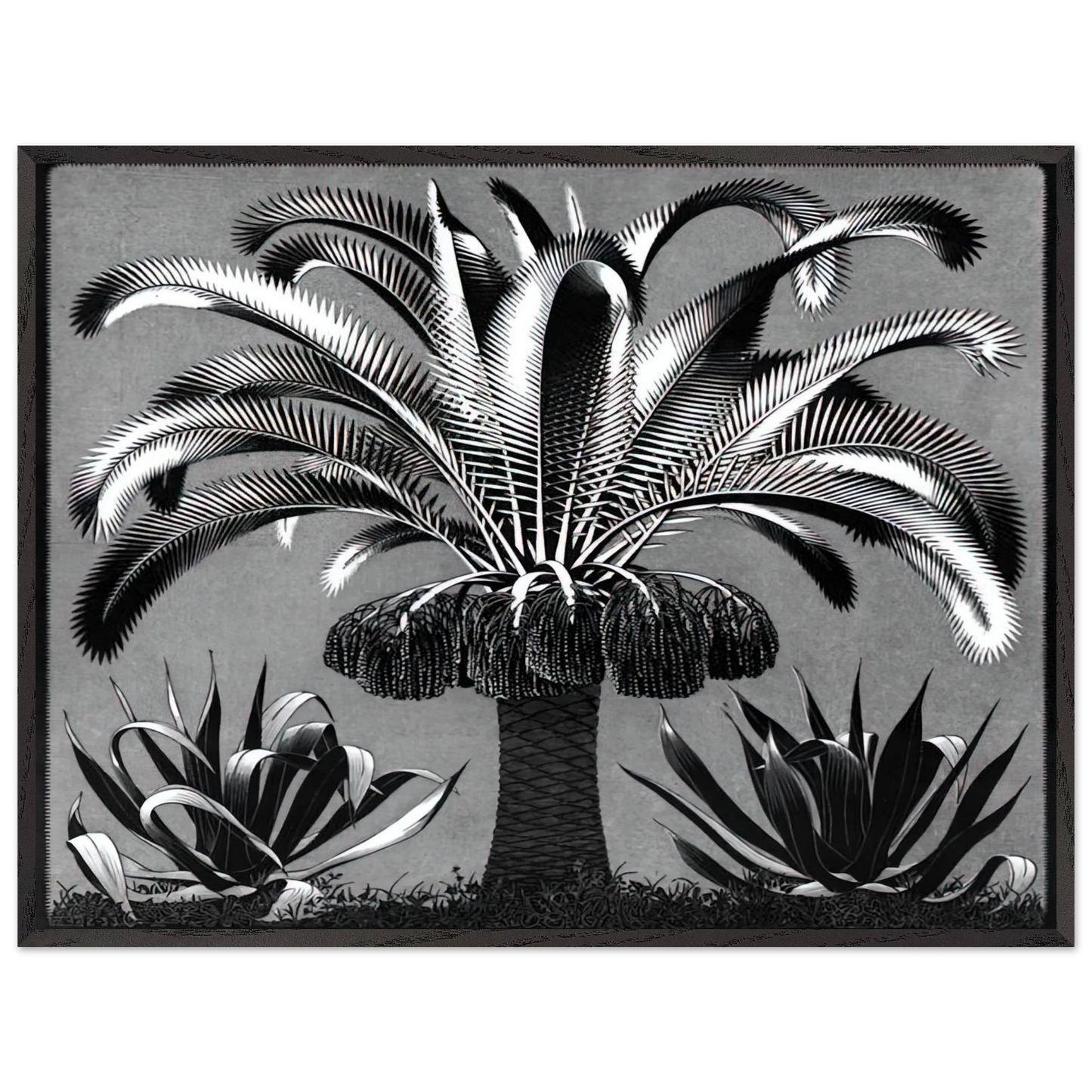 MC Escher - PALM Wall Art - 30x40 cm / 12x16 inches - Premium Wooden Framed Poster With Fine Art Paper - Black frame