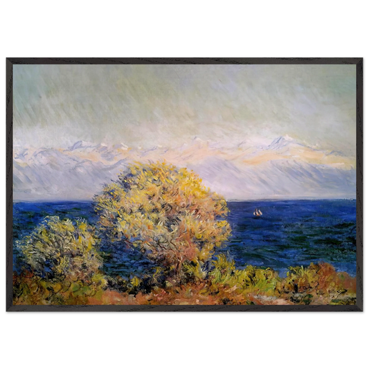 At Cap dAntibes Mistral Wind - claude monet 70x100 cm / 28x40 inches Framed Art Print – Black Wooden Frame