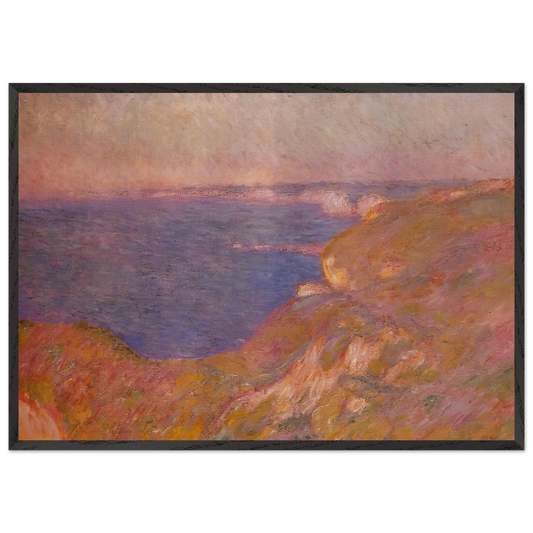 Cliff near Dieppe - claude monet 70x100 cm / 28x40 inches Framed Art Print – Black Wooden Frame