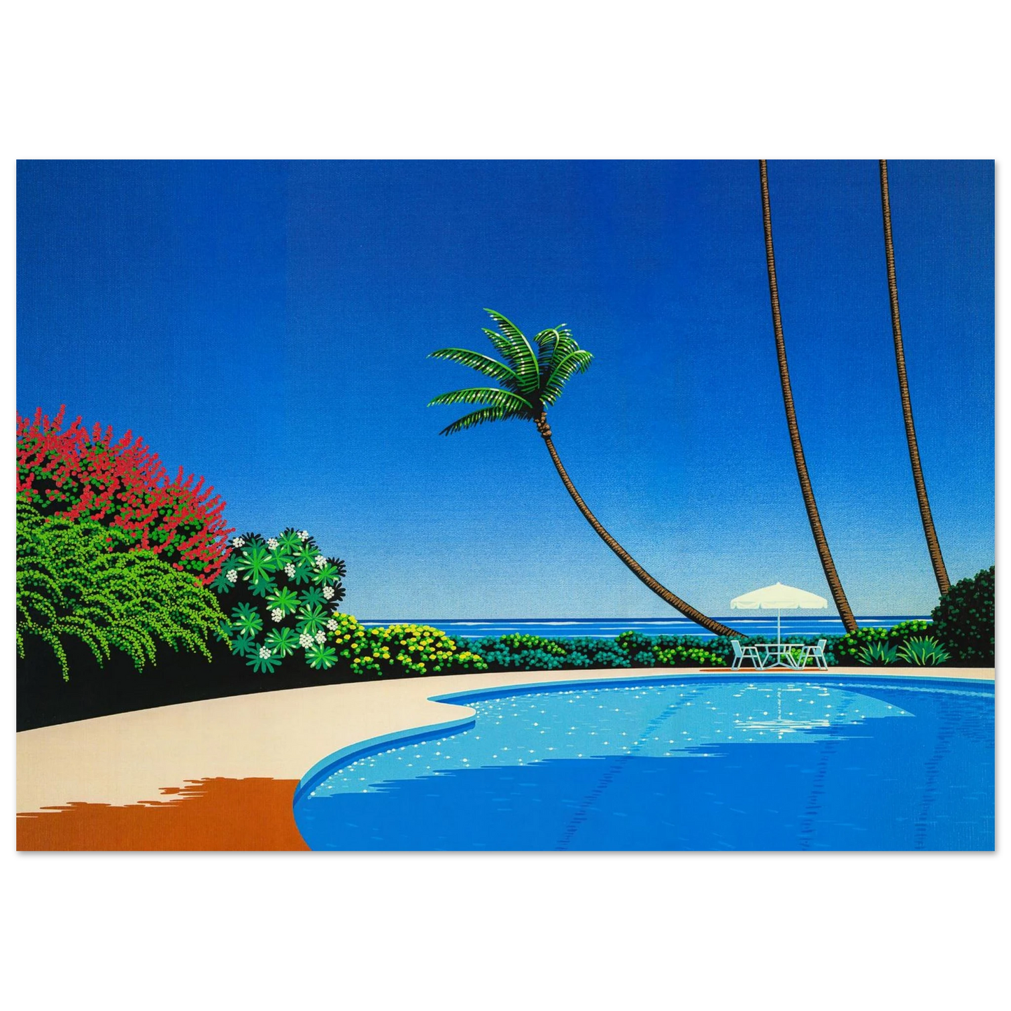 Hiroshi Nagai - Shade of Palm Grove II Wall Art - 60x80 cm / 24x32 inches - Premium Wooden Framed Poster With Fine Art Paper - Wood frame