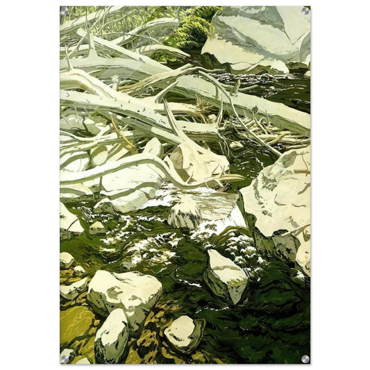 High Water Mark - 1984 - Neil Welliver Acrylic Print - 70x100 cm / 28x40″ inches | Neil Welliver Wall Art | Neil Welliver Prints