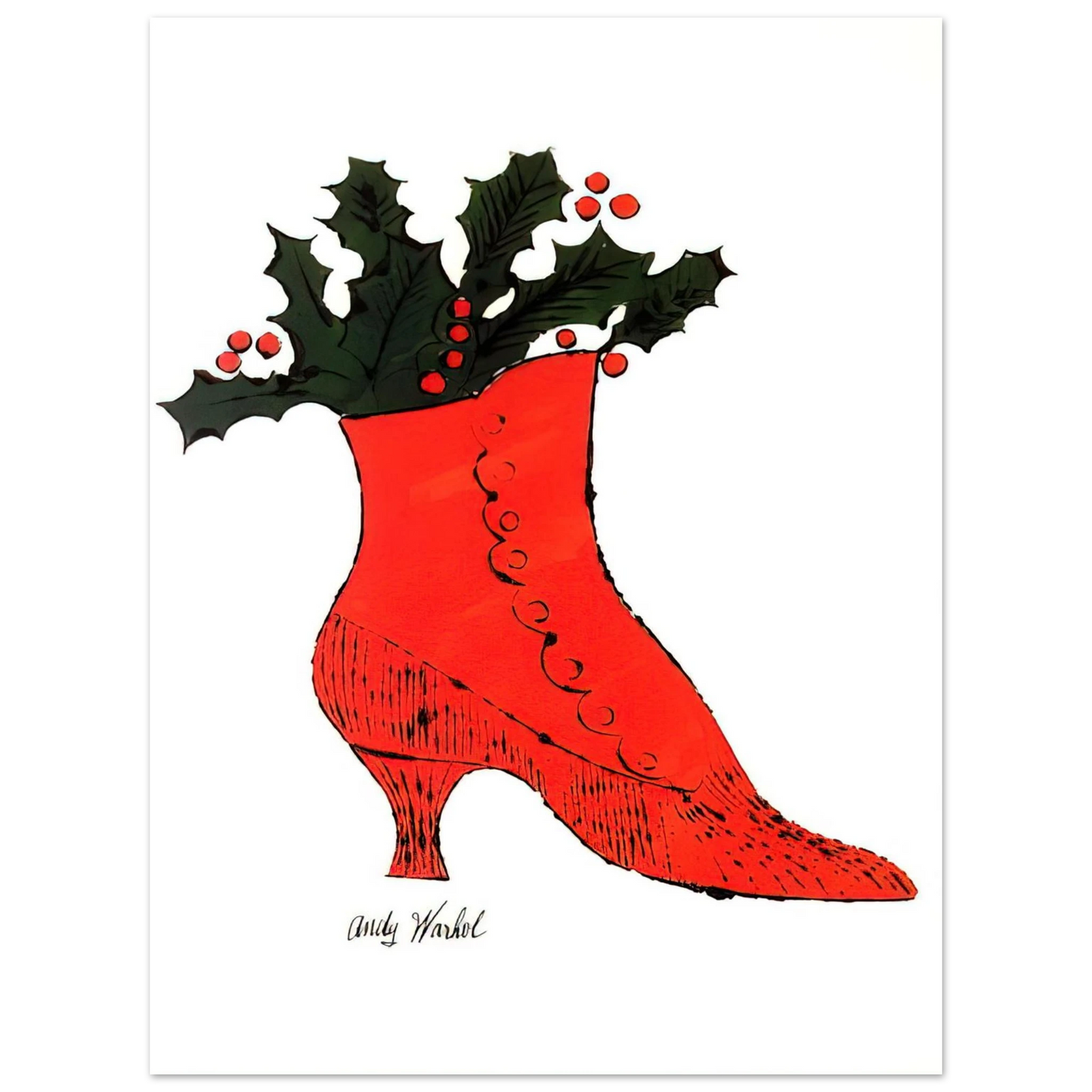 Andy Warhol - Untitled  red Boot Wit Holly  Fine Art Poster - 13x18 cm / 5x7 inches