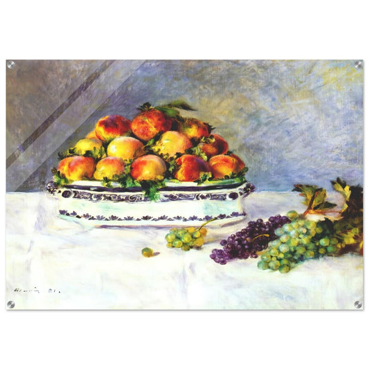 Still life with peaches and grapes - Pierre-Auguste Renoir Acrylic Print - 70x100 cm / 28x40″ inches | Pierre-Auguste Renoir Wall Art | Pierre-Auguste Renoir Prints