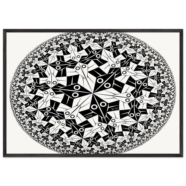 CIRCLE LIMIT I - MC Escher 70x100 cm / 28x40 inches Framed Art Print – Black Wooden Frame | Maurits Cornelis Escher Prints