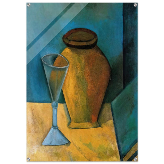 Pot, Glass and Book - 1908 - Pablo Picasso Acrylic Print - 70x100 cm / 28x40″ inches | Pablo Picasso Wall Art | Pablo Picasso Prints