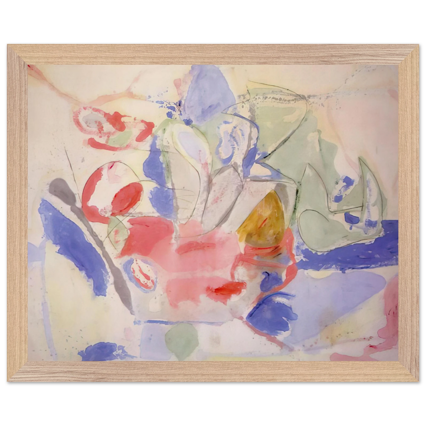 Helen Frankenthaler - Mountains and Sea - 1952 Wall art - 30x40 cm / 12x16 Inches - Premium Wooden Framed Poster With Fine Art Paper - Black frame