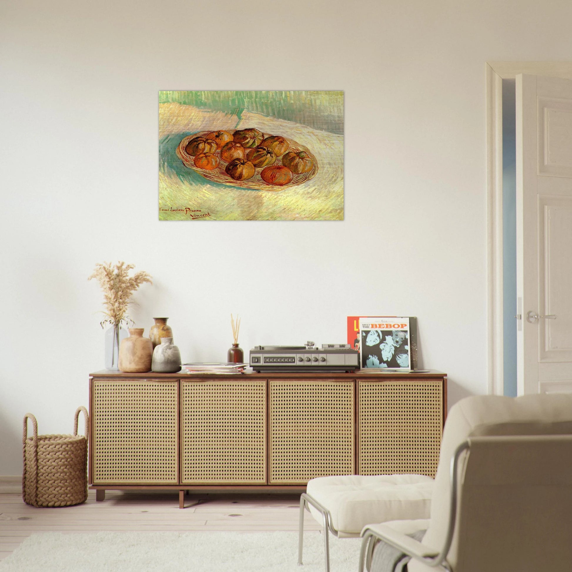 Still Life with Basket of Apples to Lucien Pissarro - Vincent van Gogh Brushed Aluminum Print - 70x100 cm / 28x40 inches | Vincent van Gogh Aluminum Print | Vincent van Gogh Prints