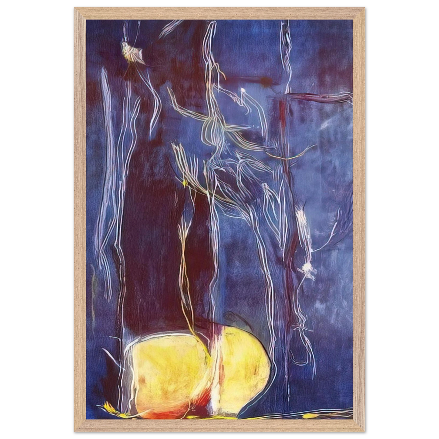 Helen Frankenthaler - All About Blue - 1994 Wall art - 45x60 cm / 18x24 inches - Premium Wooden Framed Poster With Fine Art Paper - Black frame