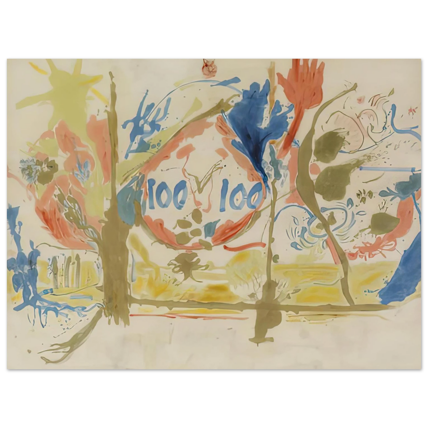 Helen Frankenthaler - Eden, 1956- Wall Art - 60x80 cm / 24x32 inches - Premium Wooden Framed Poster With Fine Art Paper - Black frame