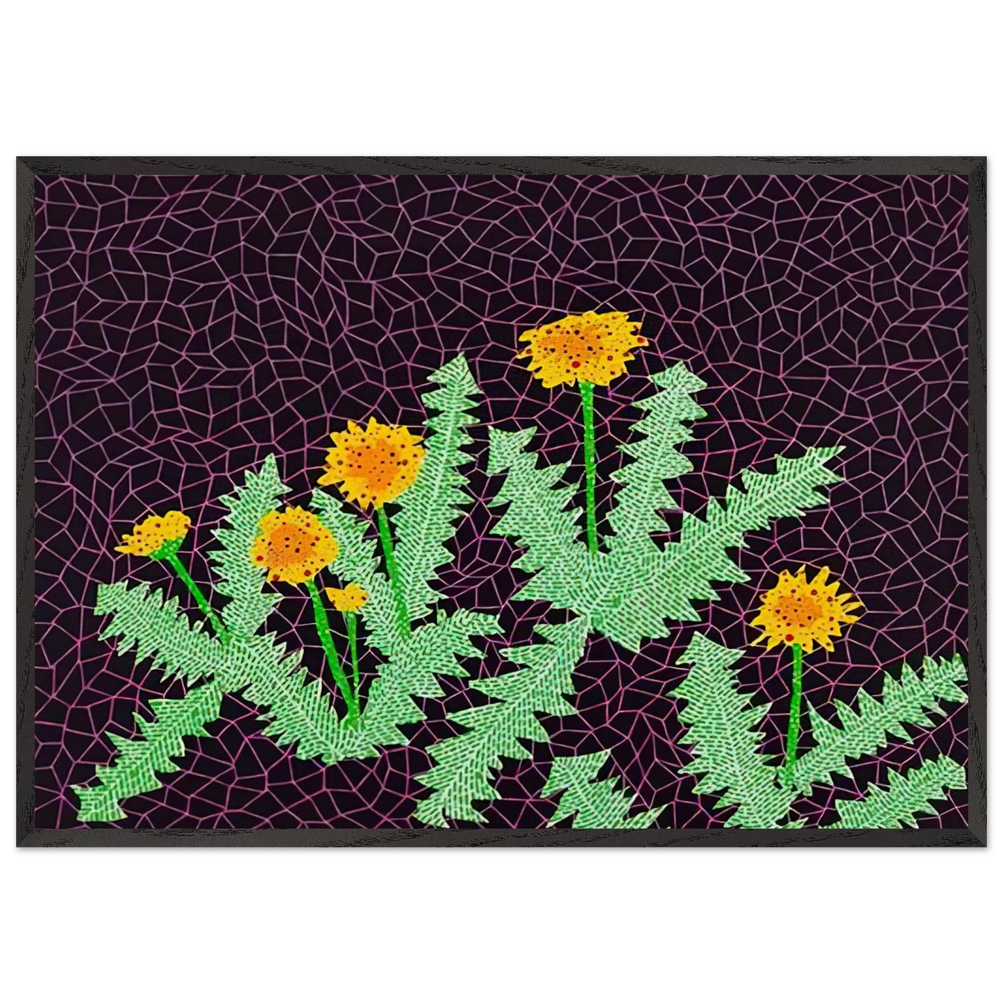 DANDELIONS 1985 - Yayoi Kusama Framed Art Print – Black Wooden Frame - Default Title - -Framed Art Print