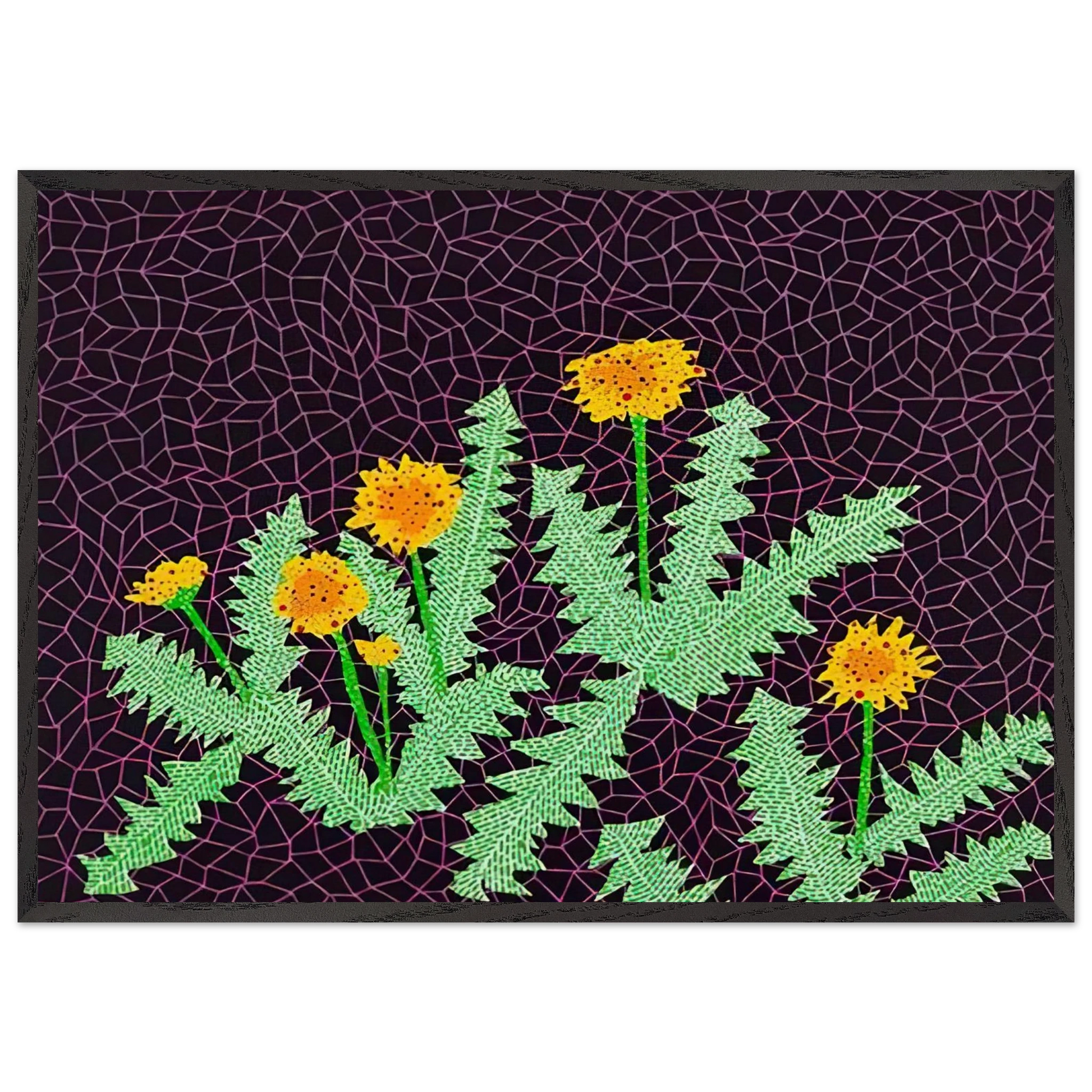 DANDELIONS 1985 - Yayoi Kusama Framed Art Print – Black Wooden Frame - Default Title - -Framed Art Print