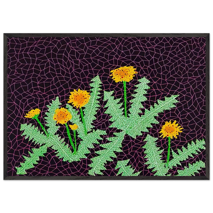 DANDELIONS 1985 - Yayoi Kusama 70x100 cm / 28x40 inches Framed Art Print – Black Wooden Frame