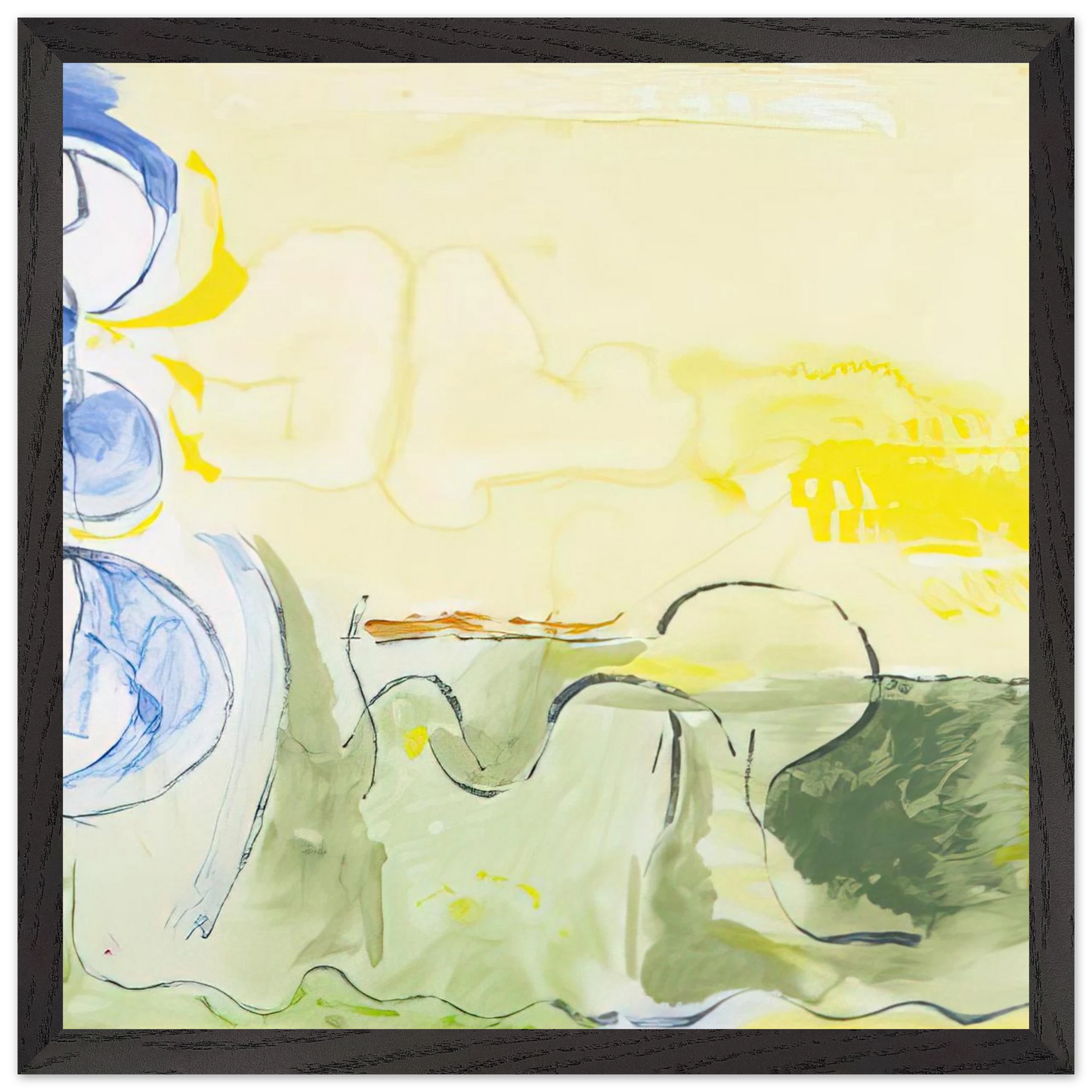 Helen Frankenthaler - Flotilla - 2006 Wall art - 28x43  cm / XL (11x17 inches) - Premium Wooden Framed Poster With Fine Art Paper - Wood frame