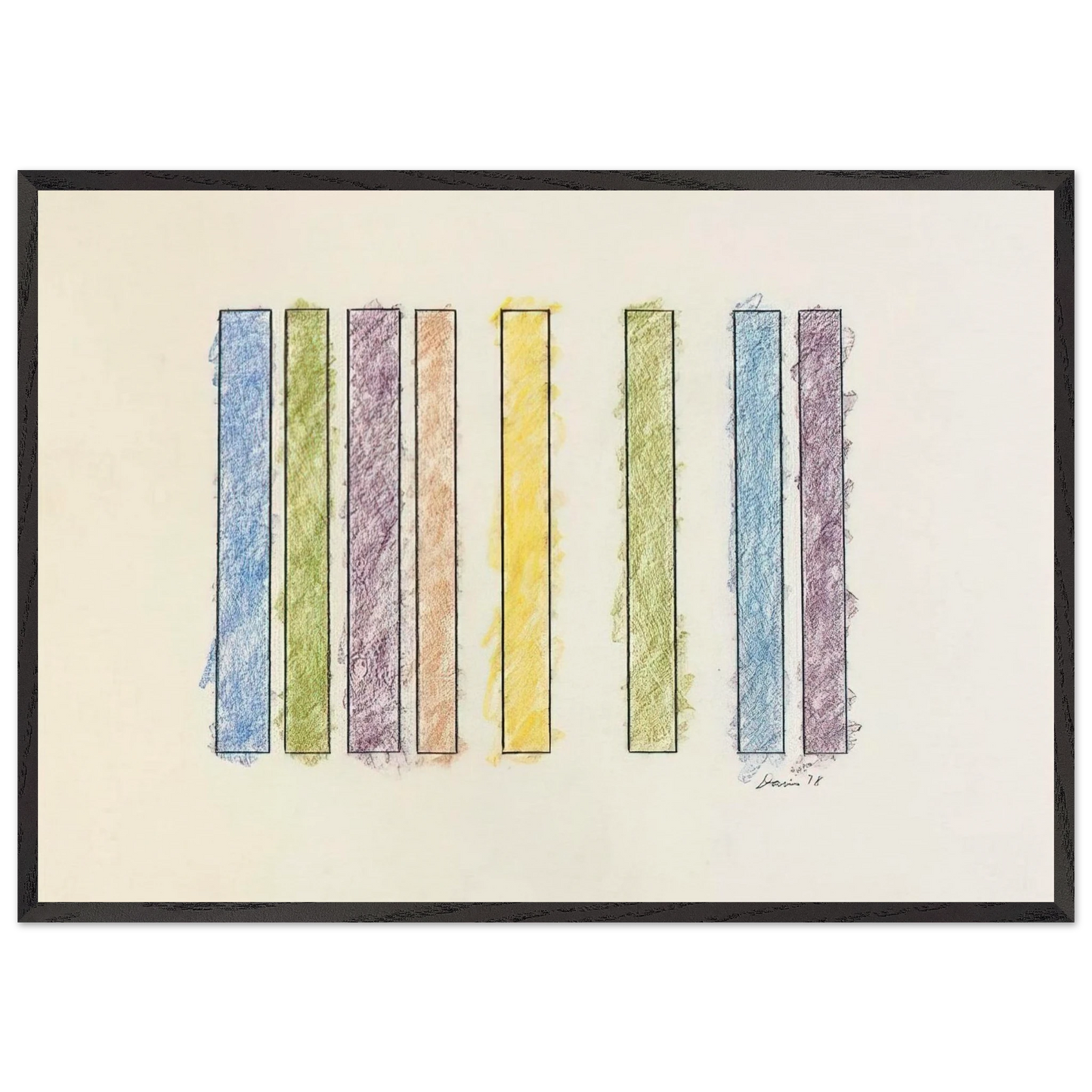 Untitled - 1978 N5 - Gene Davis Framed Art Print – Black Wooden Frame - Default Title - -Framed Art Print