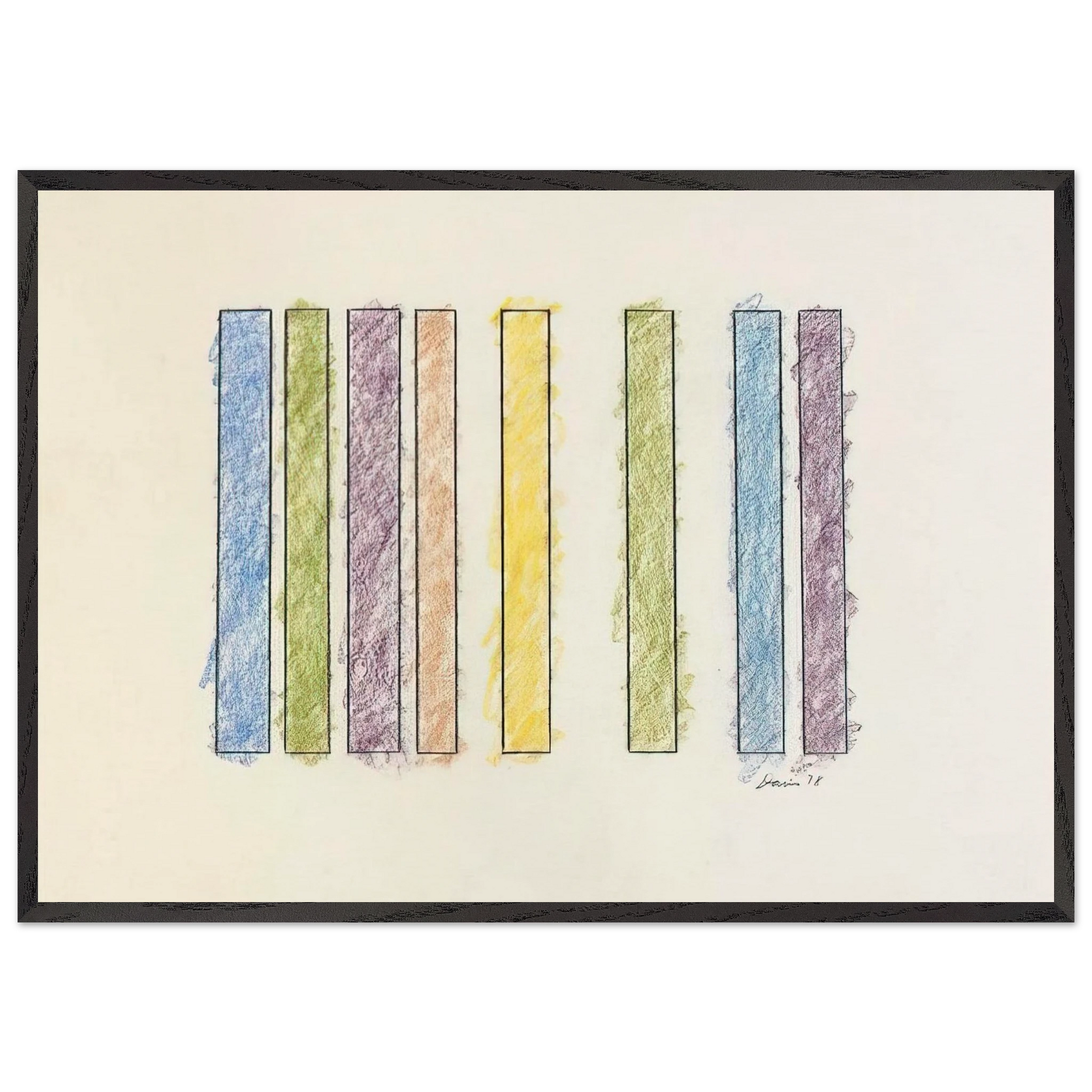 Untitled - 1978 N5 - Gene Davis Framed Art Print – Black Wooden Frame - Default Title - -Framed Art Print