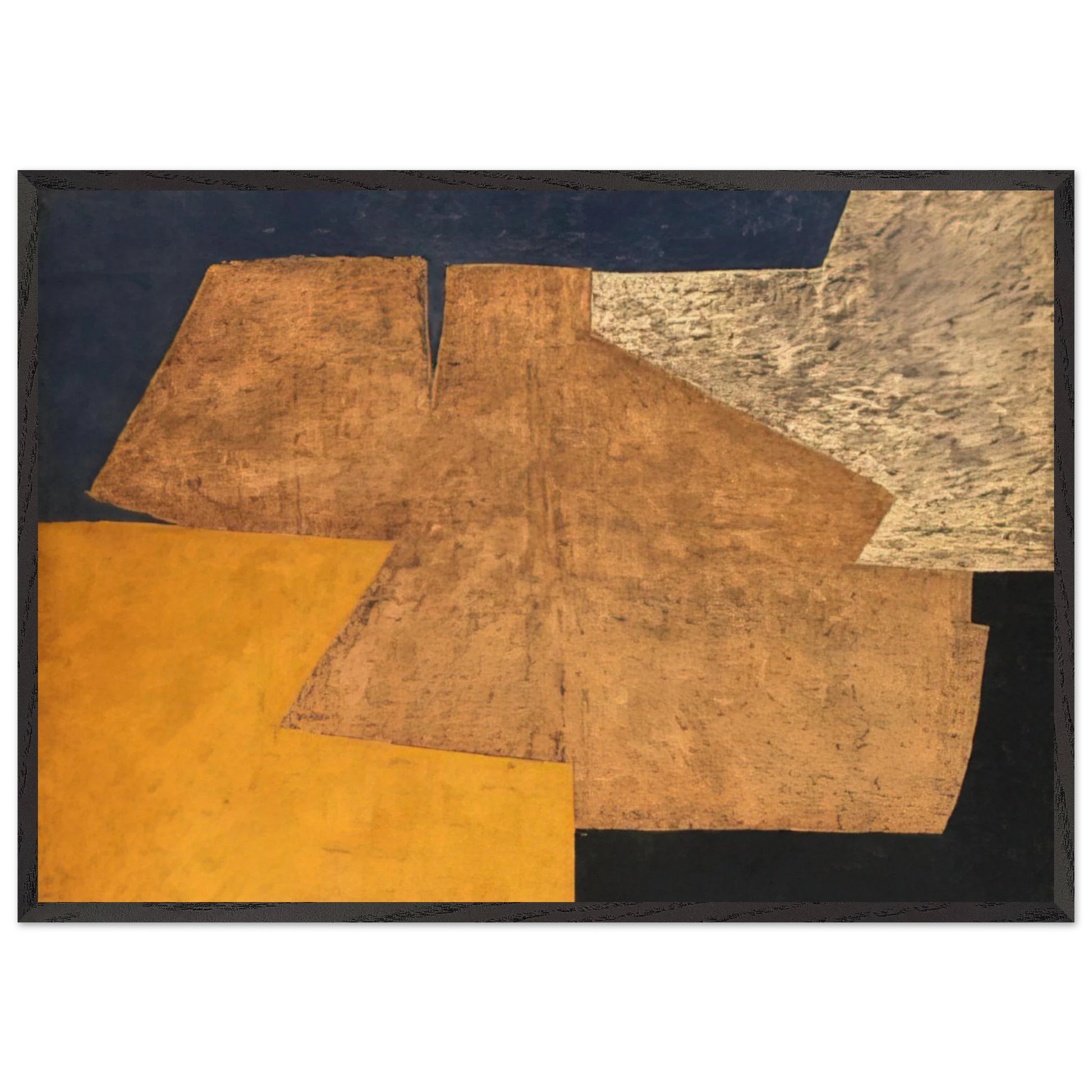 Composition jaune mauve bleu et noir La table dor - 1952 - Serge Poliakoff Framed Art Print – Black Wooden Frame - Default Title - -Framed Art Print