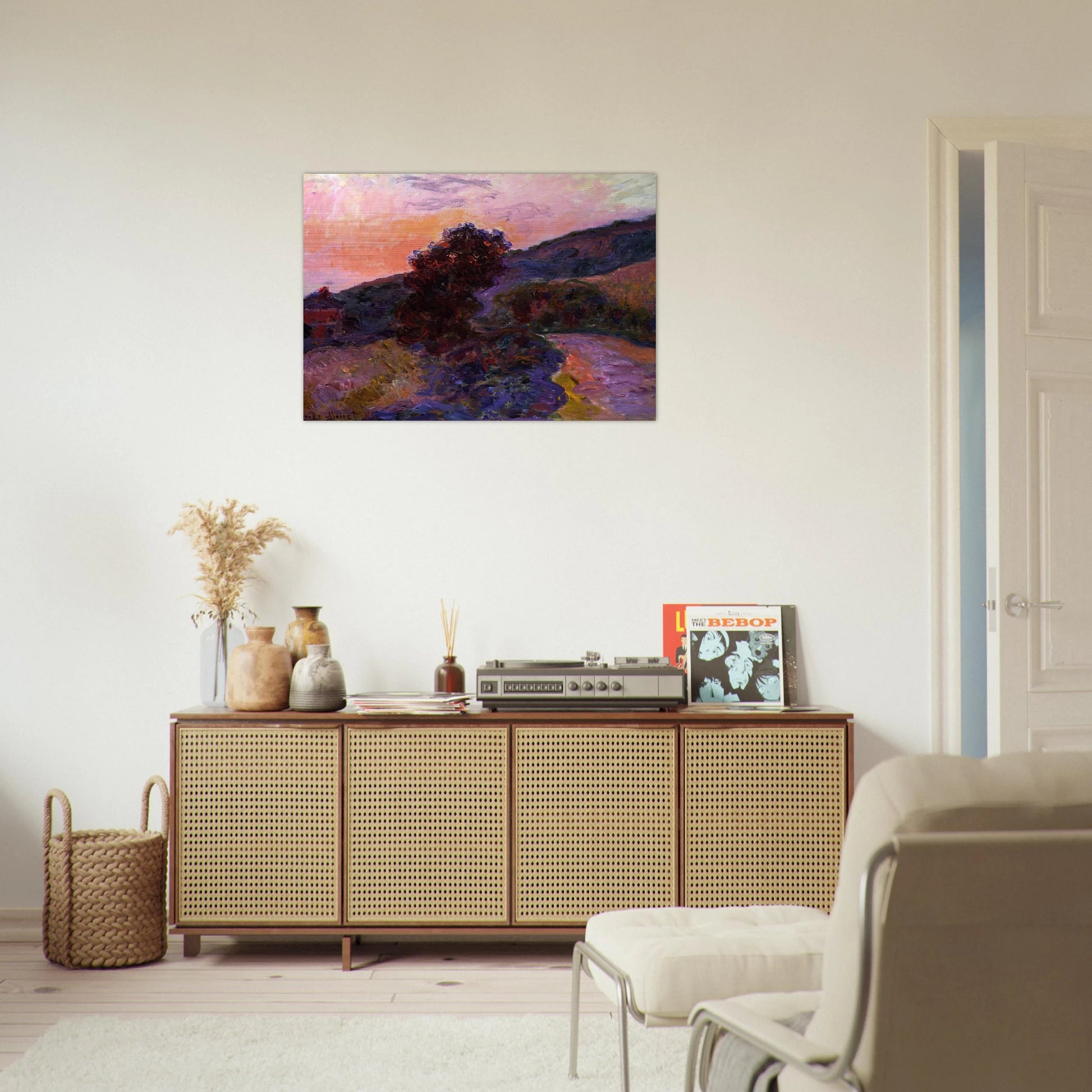 Sunset at Giverny - claude monet Brushed Aluminum Print - 70x100 cm / 28x40 inches | claude monet Aluminum Print | claude monet Prints
