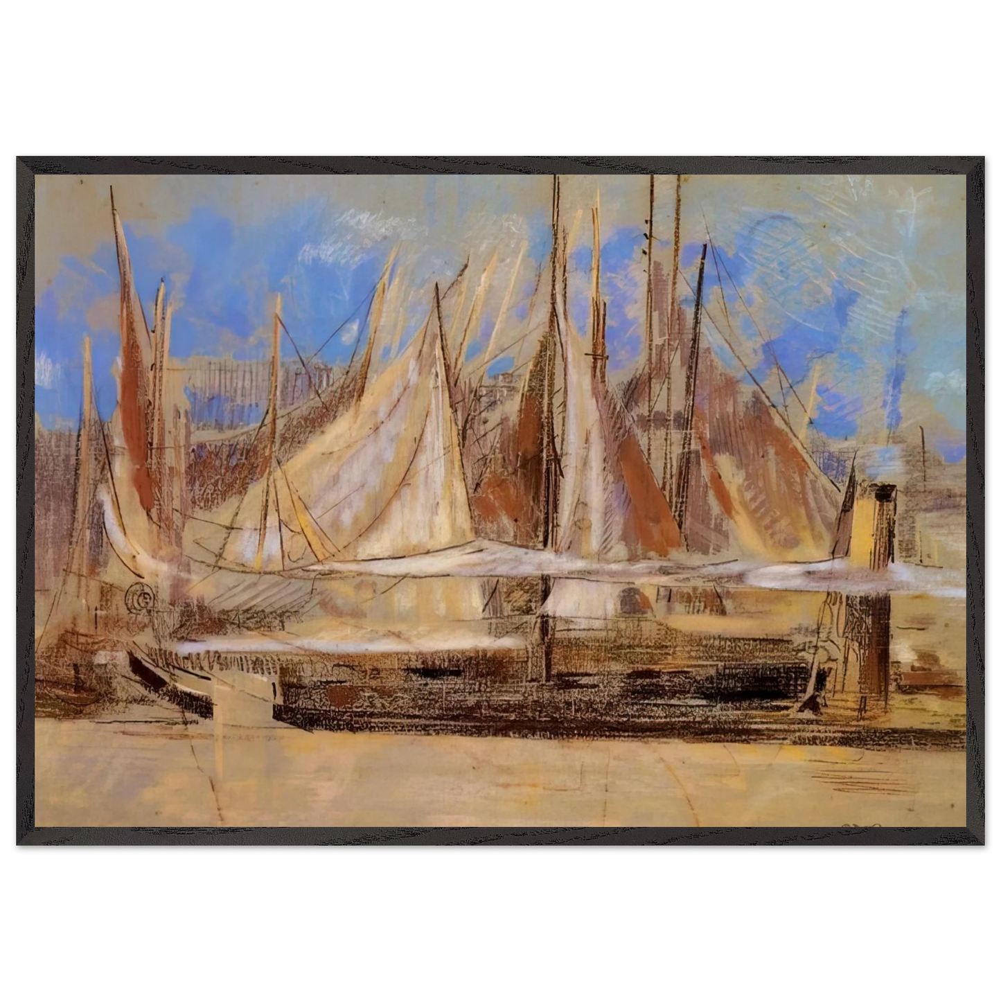 YACHTS AT ROYAN 1902 - Odilon Redon Framed Art Print – Black Wooden Frame - Default Title - -Framed Art Print