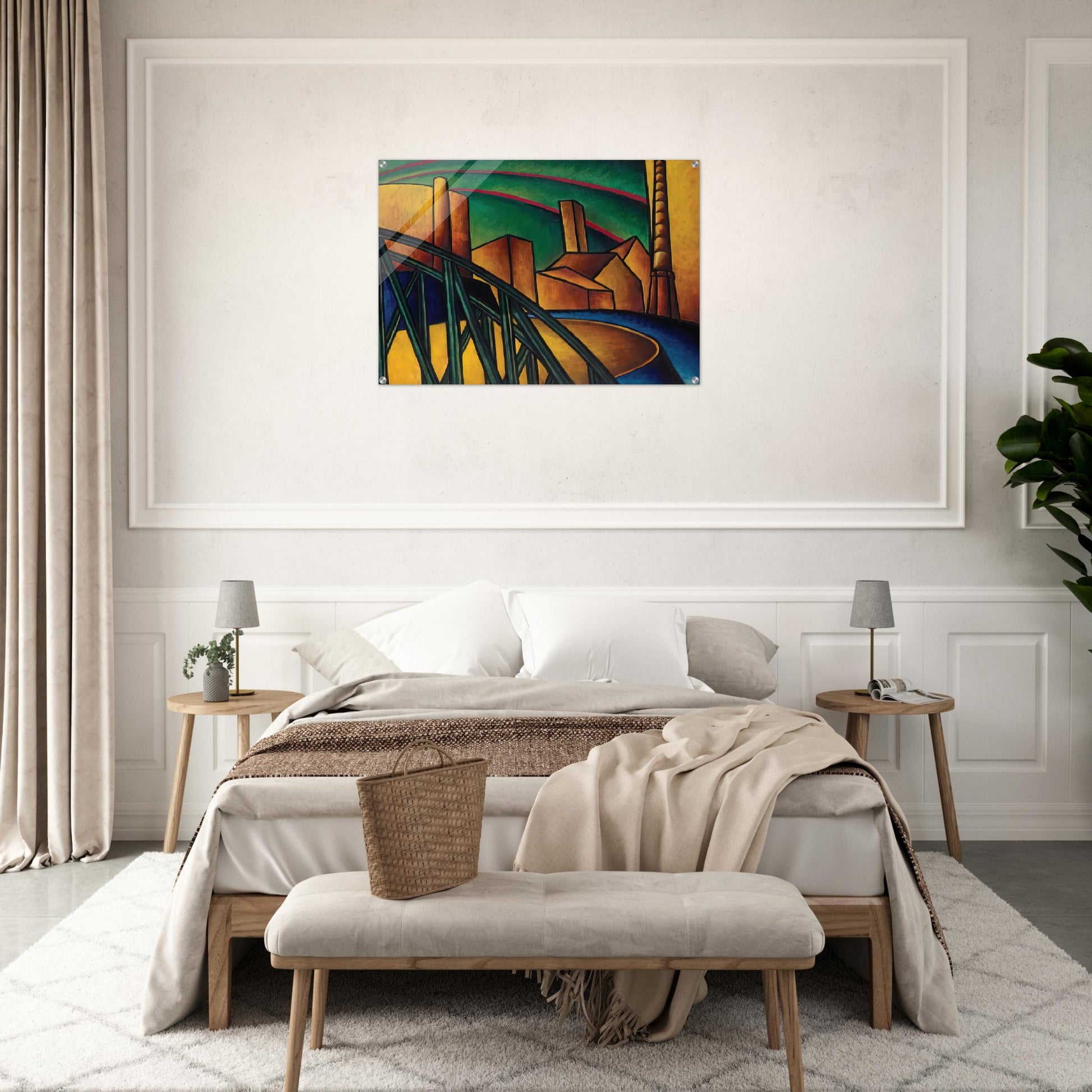 Landscape with Bridge at Óbuda Hajógyár - Laszlo Moholy-Nagy Acrylic Print - 70x100 cm / 28x40″ inches