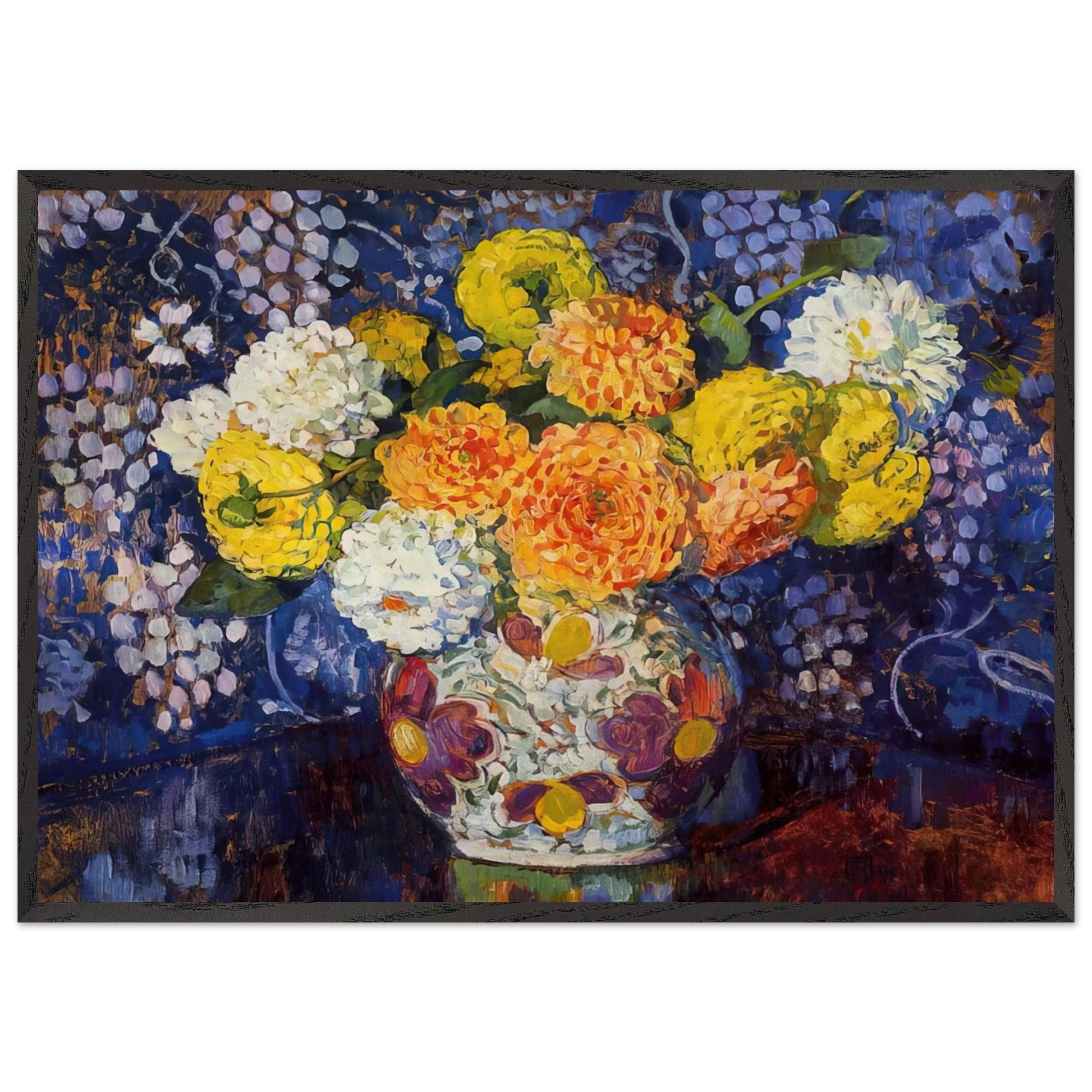 VASE OF FLOWERS 1907 - Theo van Rysselberghe Framed Art Print – Black Wooden Frame - Default Title - -Framed Art Print