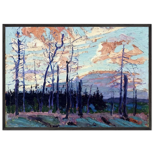 BURNT LAND AT SUNSET 1915 - Tom Thomson Framed Art Print – Black Wooden Frame - Default Title - -Framed Art Print