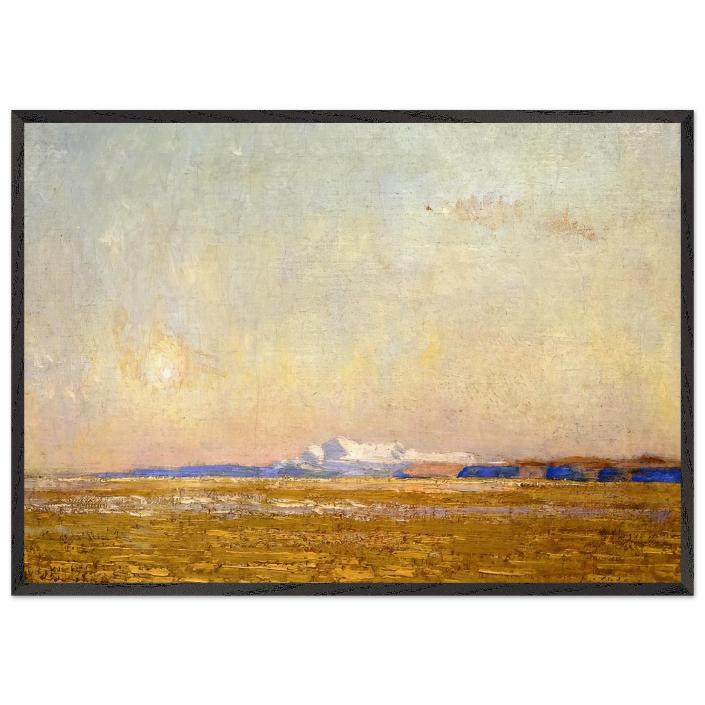 Moonrise at Sunset Harney Desert - Childe Hassam 70x100 cm / 28x40 inches Framed Art Print – Black Wooden Frame