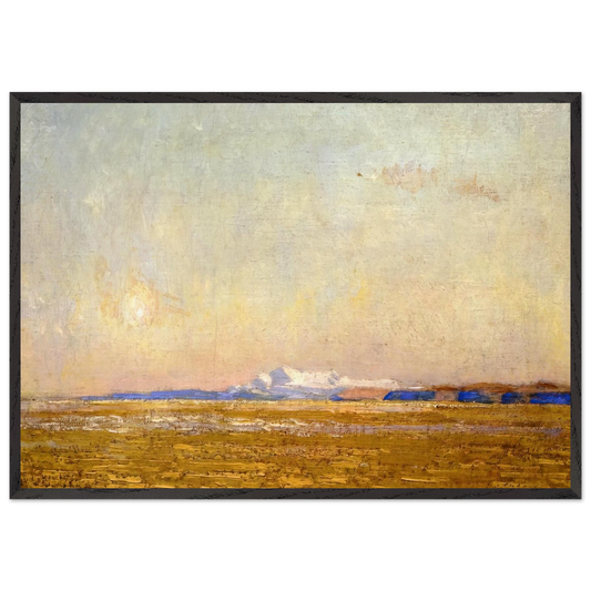 Moonrise at Sunset Harney Desert - Childe Hassam 70x100 cm / 28x40 inches Framed Art Print – Black Wooden Frame