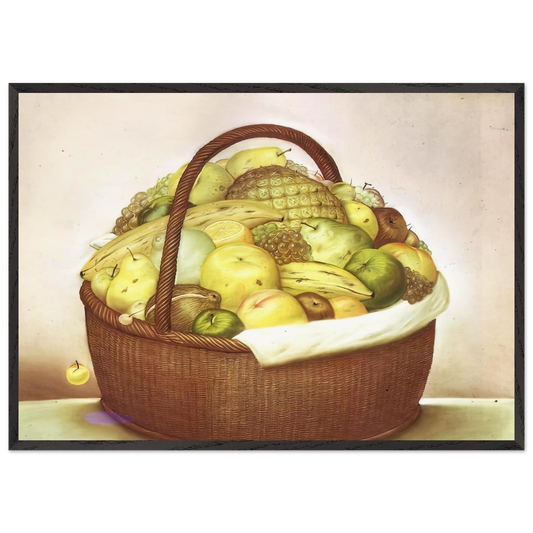FRUIT BASKET - Fernando Botero Framed Art Print – Black Wooden Frame - Default Title - -Framed Art Print