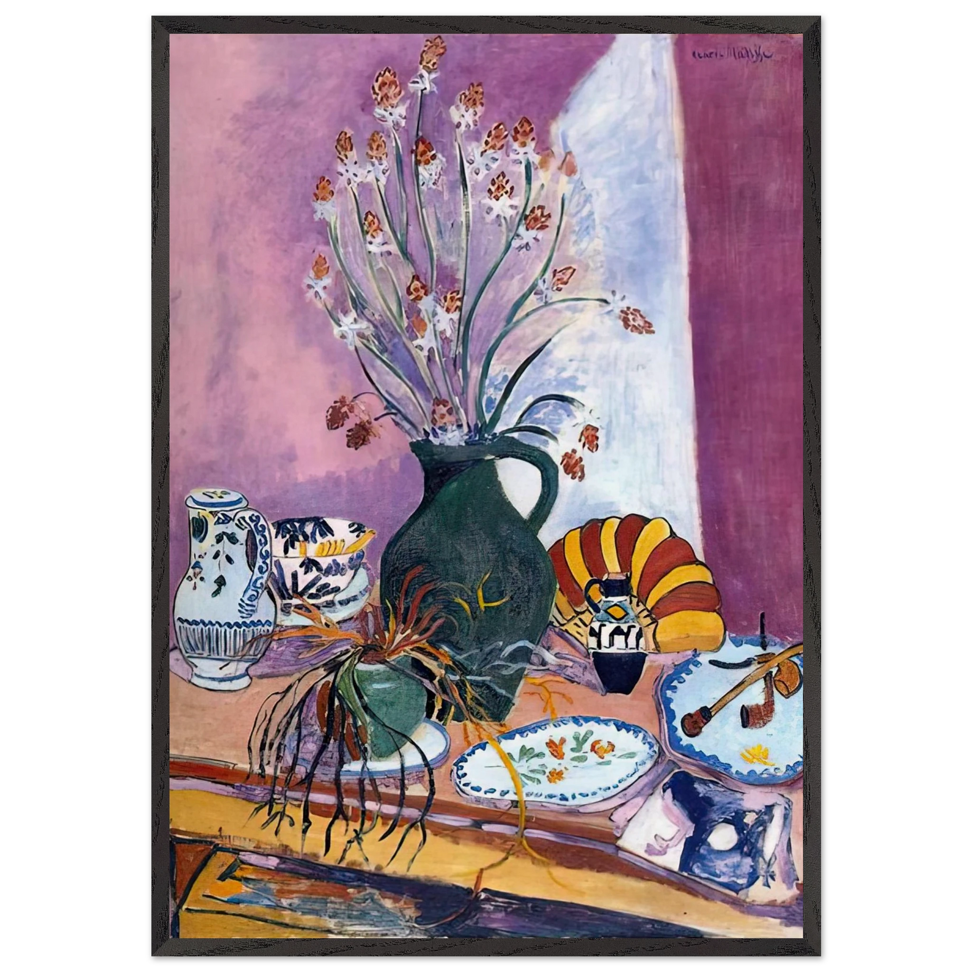 STILL LIFE WITH FLOWERS - Henri Matisse Framed Art Print – Black Wooden Frame - Default Title - -Framed Art Print