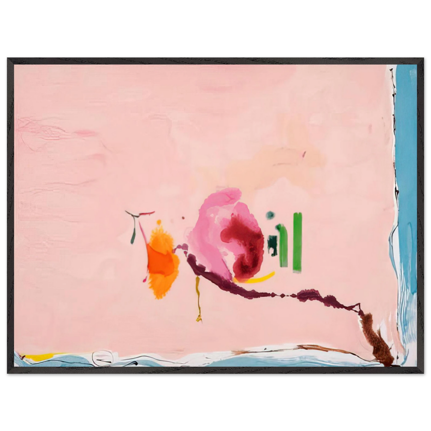 Helen Frankenthaler - Flirt - 1995 Wall art - 15x20 cm / 6x8 inches - Premium Wooden Framed Poster With Fine Art Paper - White frame