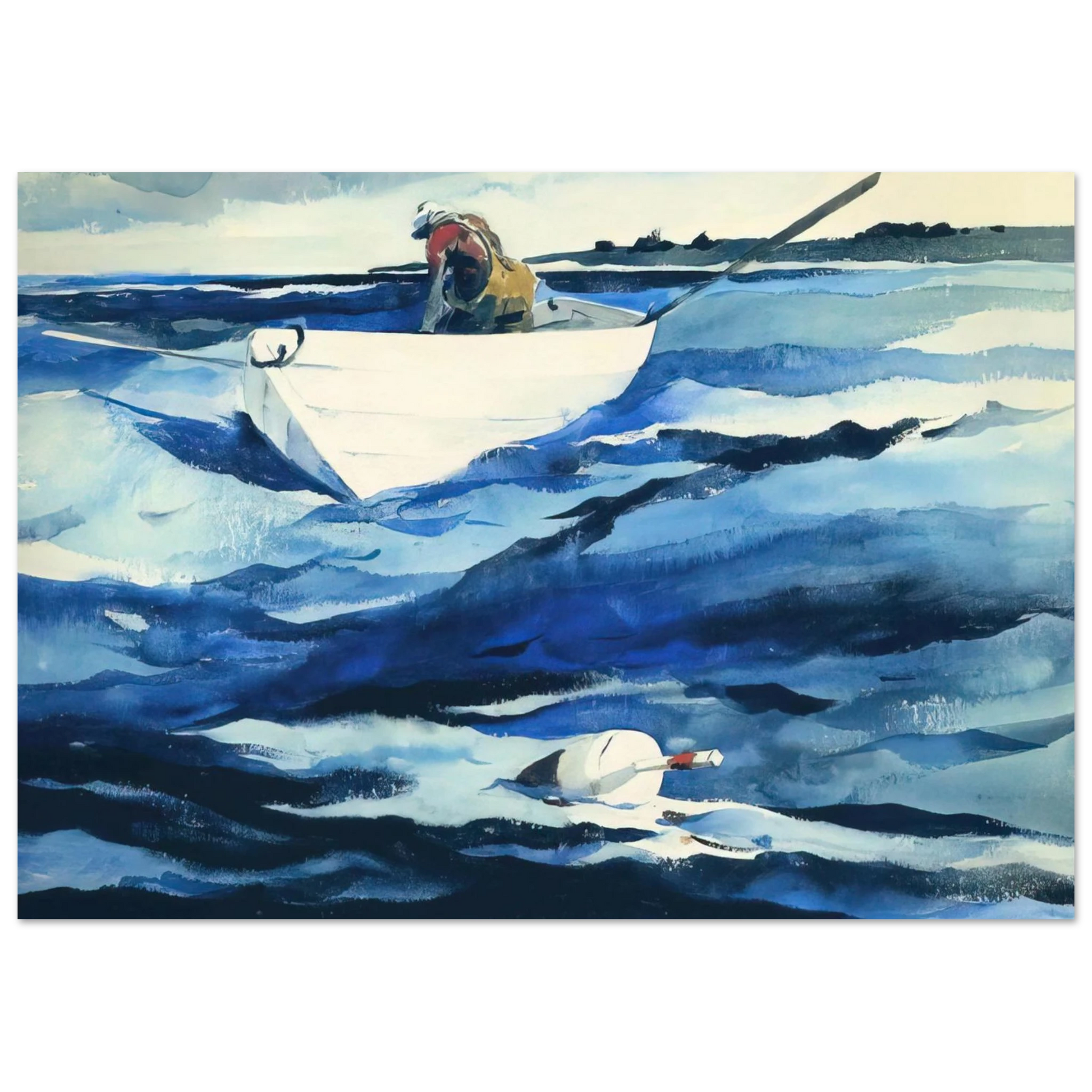 Andrew Wyeth - THE LOBSTERMAN Wall Art - 30x40 cm / 12x16 inches - Premium Wooden Framed Poster With Fine Art Paper - White frame