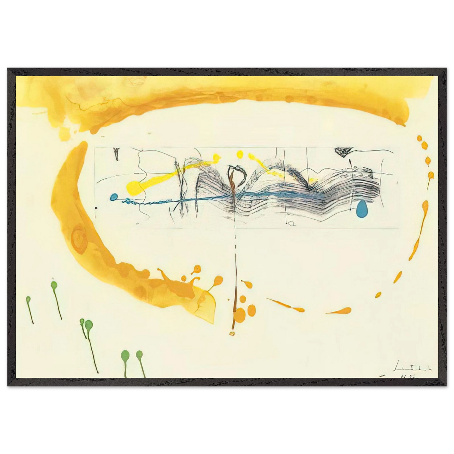 Helen Frankenthaler - Making Music - 2000 Wall art - 15x20 cm / 6x8 inches - Premium Wooden Framed Poster With Fine Art Paper - Black frame