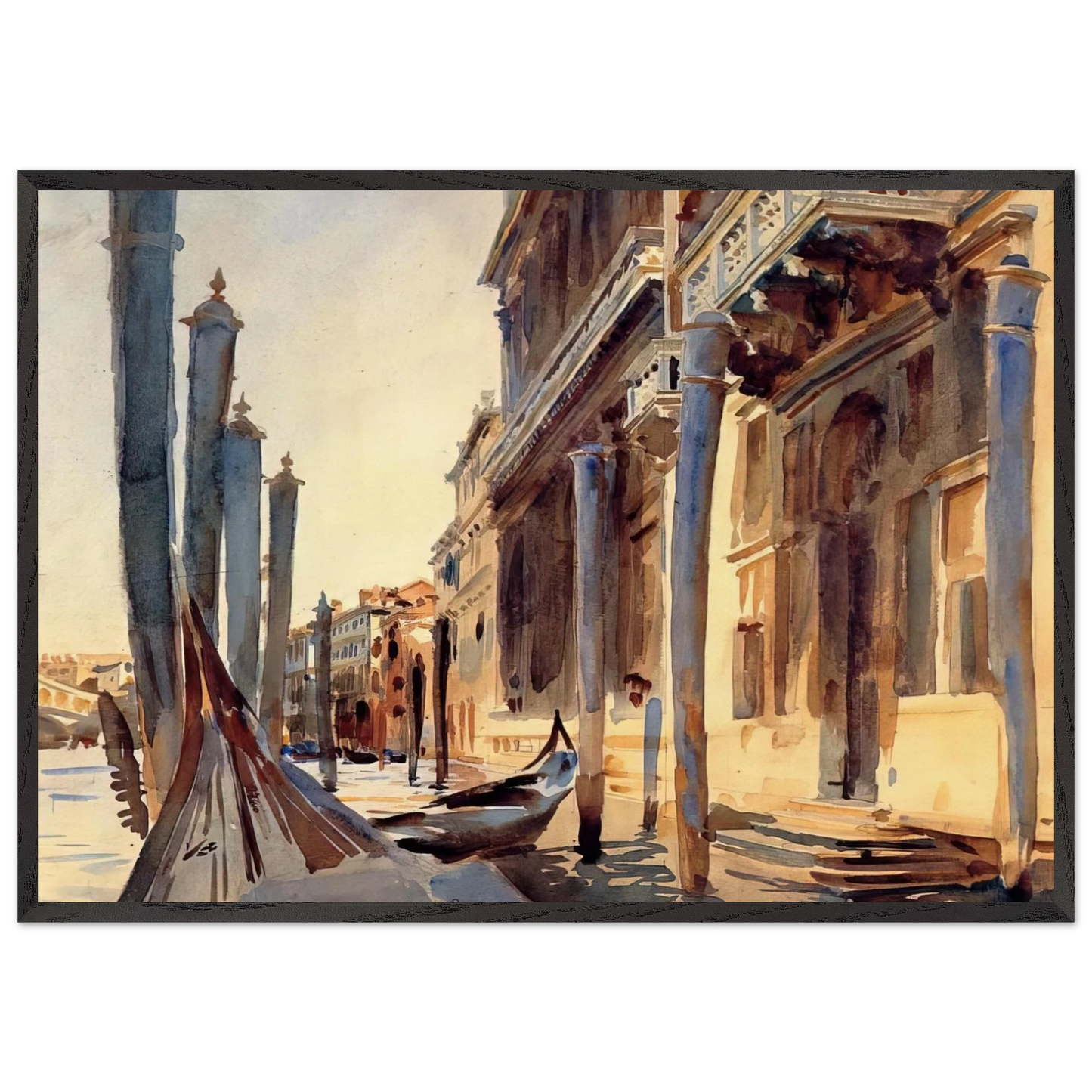 Grand Canal Venice - John Singer Sargent Framed Art Print – Black Wooden Frame - Default Title - -Framed Art Print