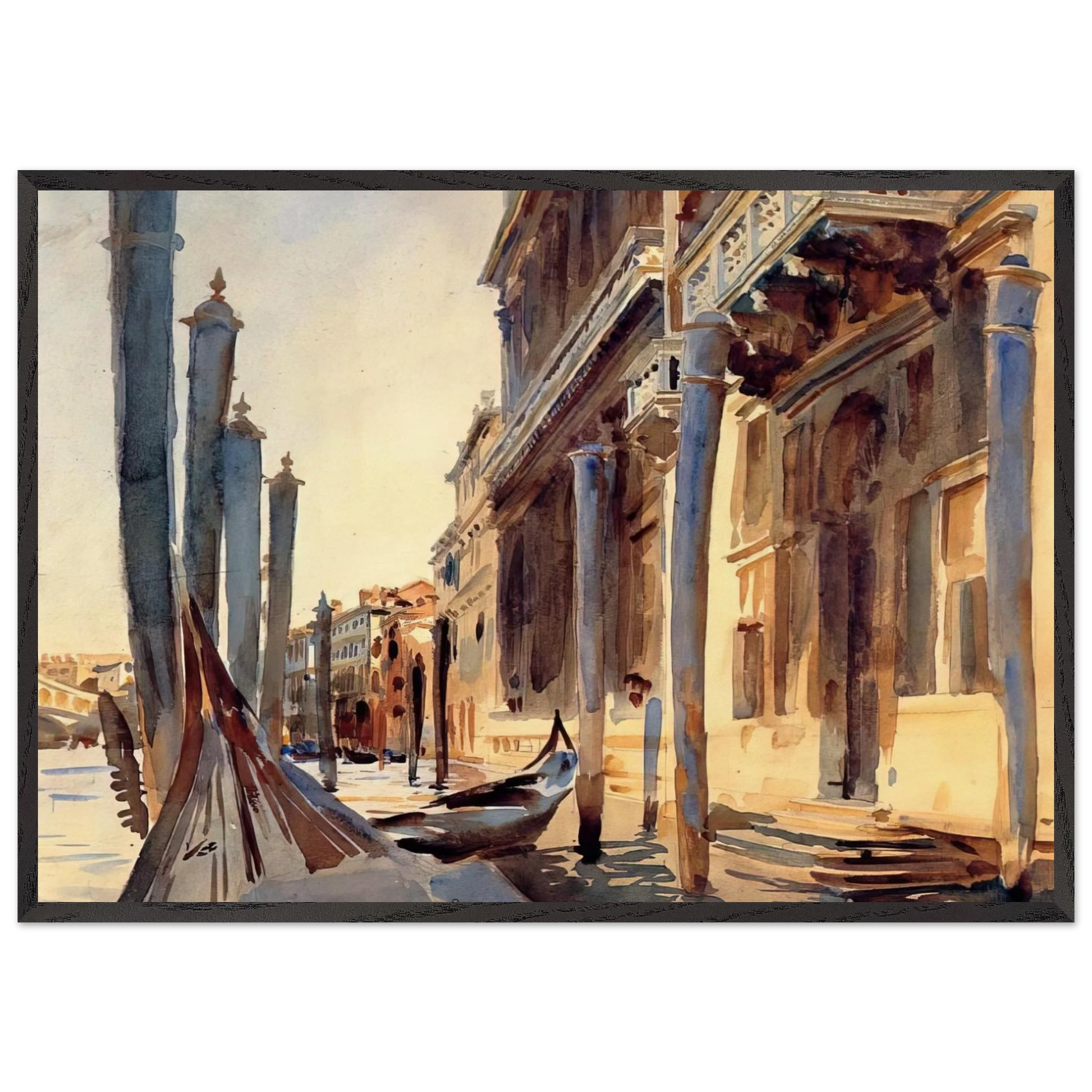 Grand Canal Venice - John Singer Sargent Framed Art Print – Black Wooden Frame - Default Title - -Framed Art Print