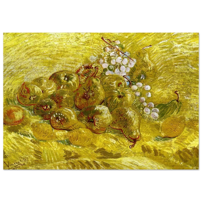 Still life with grapes,pears and lemons - Vincent van Gogh Brushed Aluminum Print - 70x100 cm / 28x40 inches | Vincent van Gogh Aluminum Print | Vincent van Gogh Prints