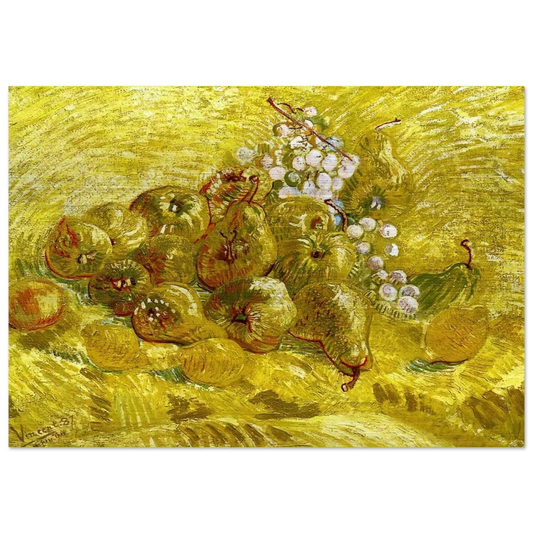 Still life with grapes,pears and lemons - Vincent van Gogh Brushed Aluminum Print - 70x100 cm / 28x40 inches | Vincent van Gogh Aluminum Print | Vincent van Gogh Prints