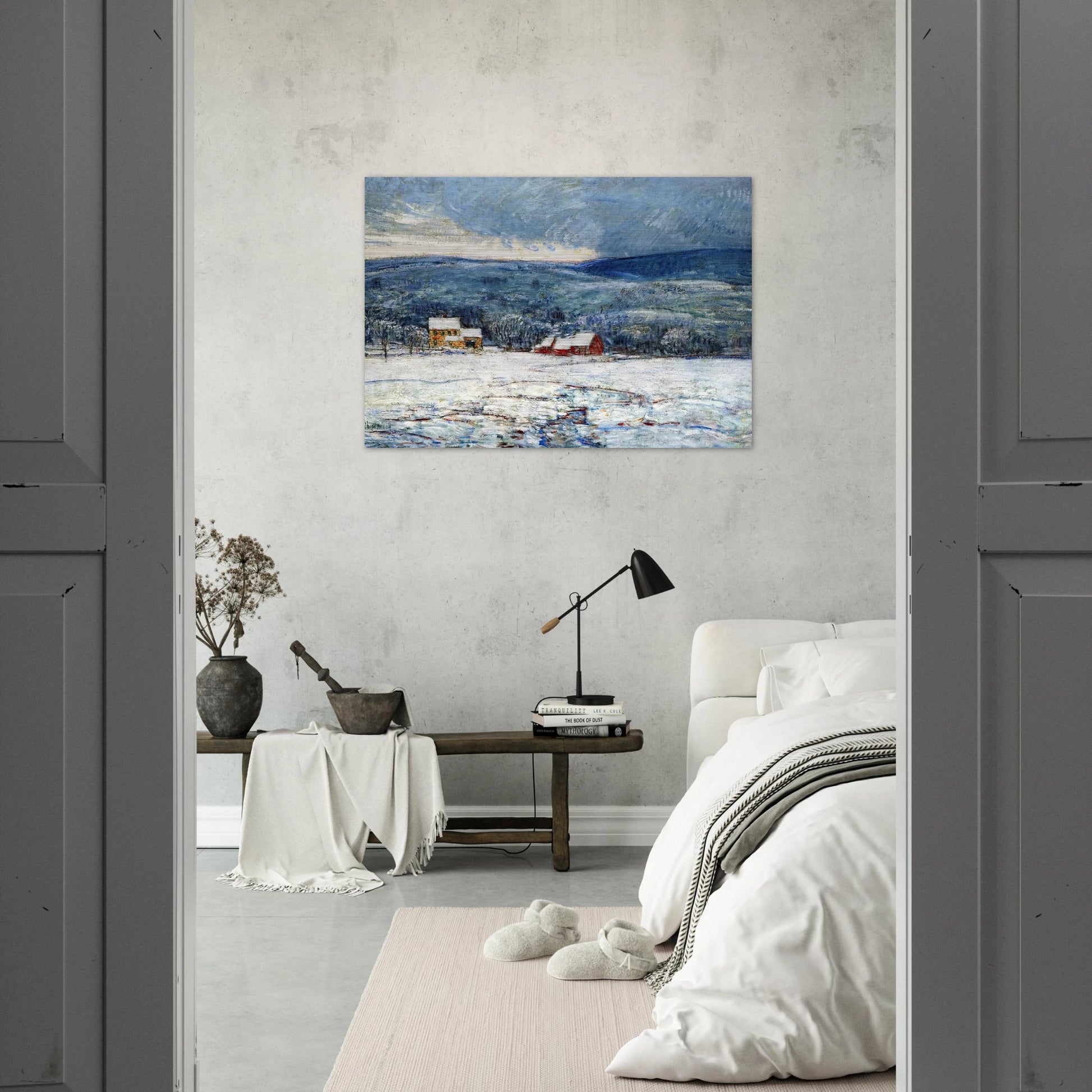 Winter in the Connecticut Hills - Childe Hassam Brushed Aluminum Print - 70x100 cm / 28x40 inches | Childe Hassam Aluminum Print | Childe Hassam Prints