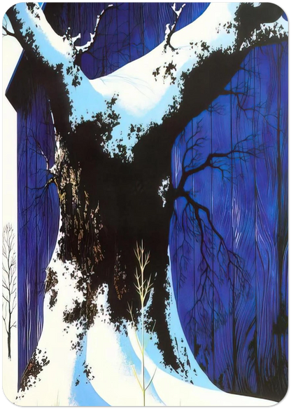 Blue Barn and Snow By Eyvind Earle Pack of 10 Post Cards | Eyvind Earle Post Cards | A6 (10.5 x 14.8 cm) - 4.1 x 5.8 inches