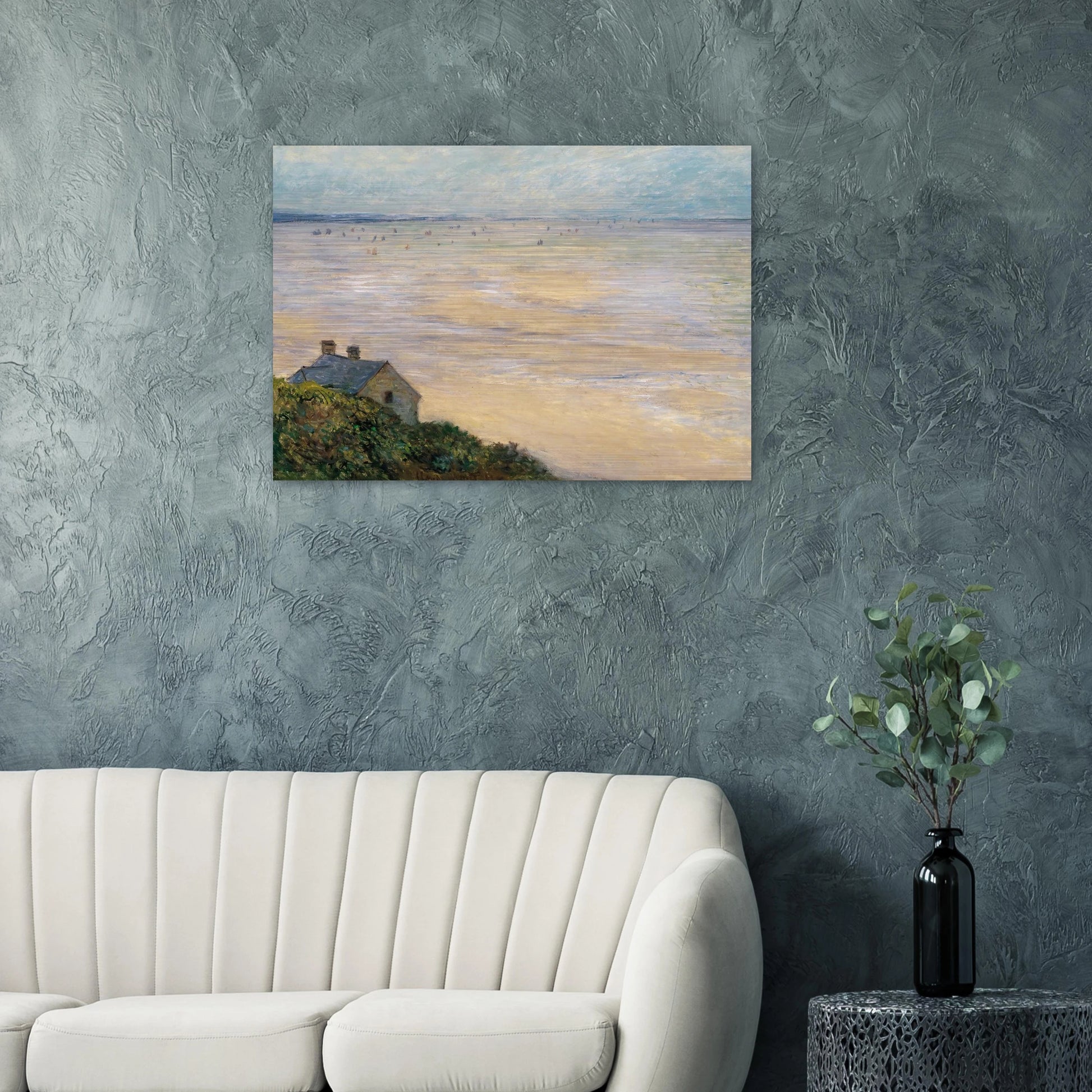 The Hut at Trouville, Low Tide - claude monet Brushed Aluminum Print - 70x100 cm / 28x40 inches | claude monet Aluminum Print | claude monet Prints