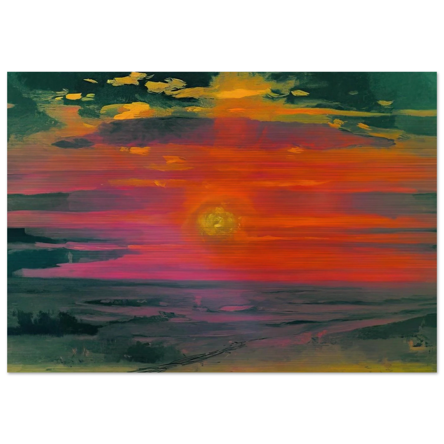 Sunset in the winter. A coast of the sea - Arkhyp Kuindzhi Brushed Aluminum Print - 70x100 cm / 28x40 inches | Arkhyp Kuindzhi Aluminum Print | Arkhyp Kuindzhi Prints