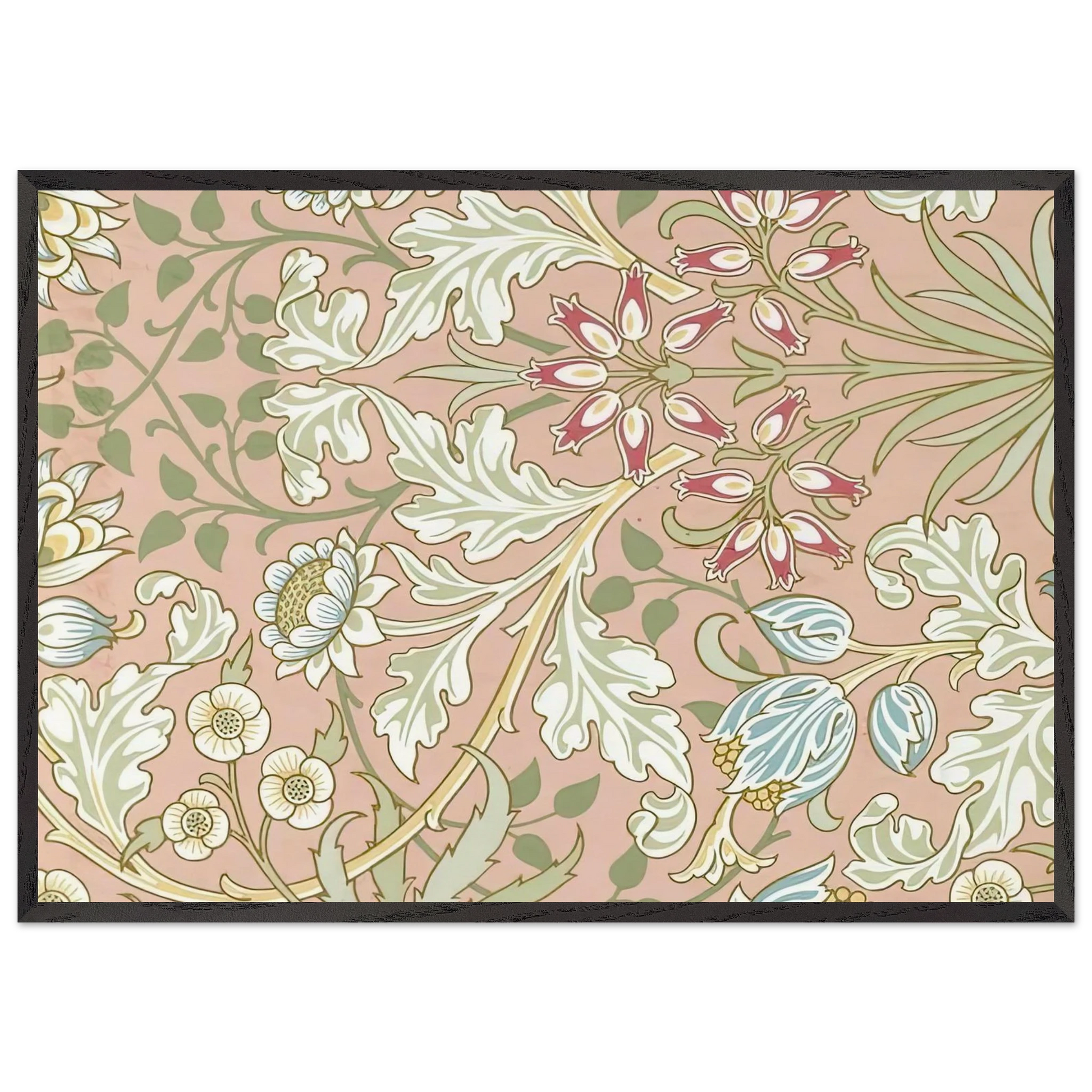 WALLPAPER HYACINTH PATTERN 480 1917 - William Morris Framed Art Print – Black Wooden Frame - Default Title - -Framed Art Print