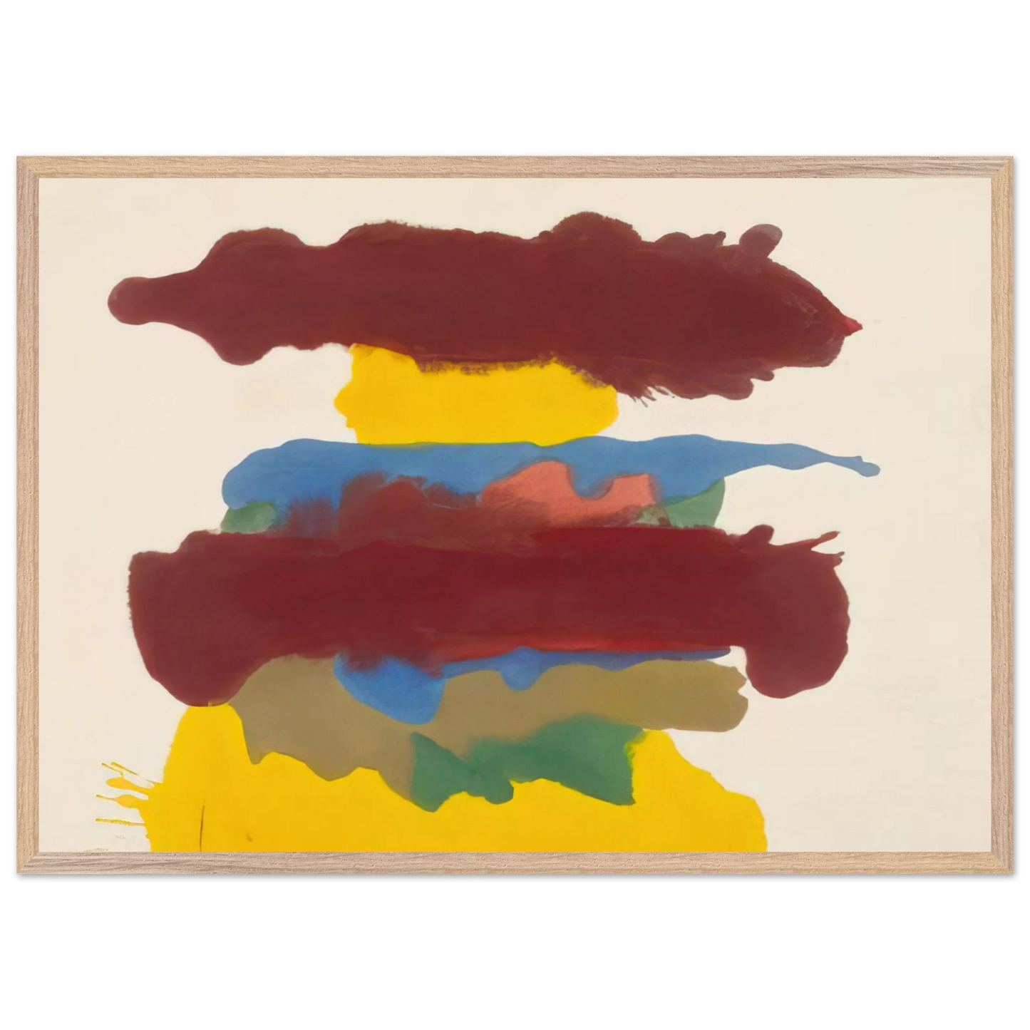 Helen Frankenthaler - Weather Change - 1963 Wall art - 28x43  cm / XL (11x17 inches) - Premium Wooden Framed Poster With Fine Art Paper - Black frame